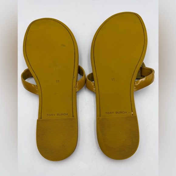 Tory Burch Miller Soft Patent Thong Sandals Olive Green Size 11 Like New - Picture 6 of 8